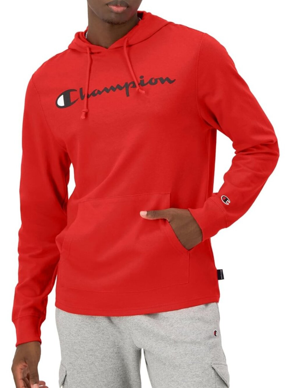 Champion Men's Scarlet Casual Long Sleeve Pull Over Cotton T Shirt Hoodies